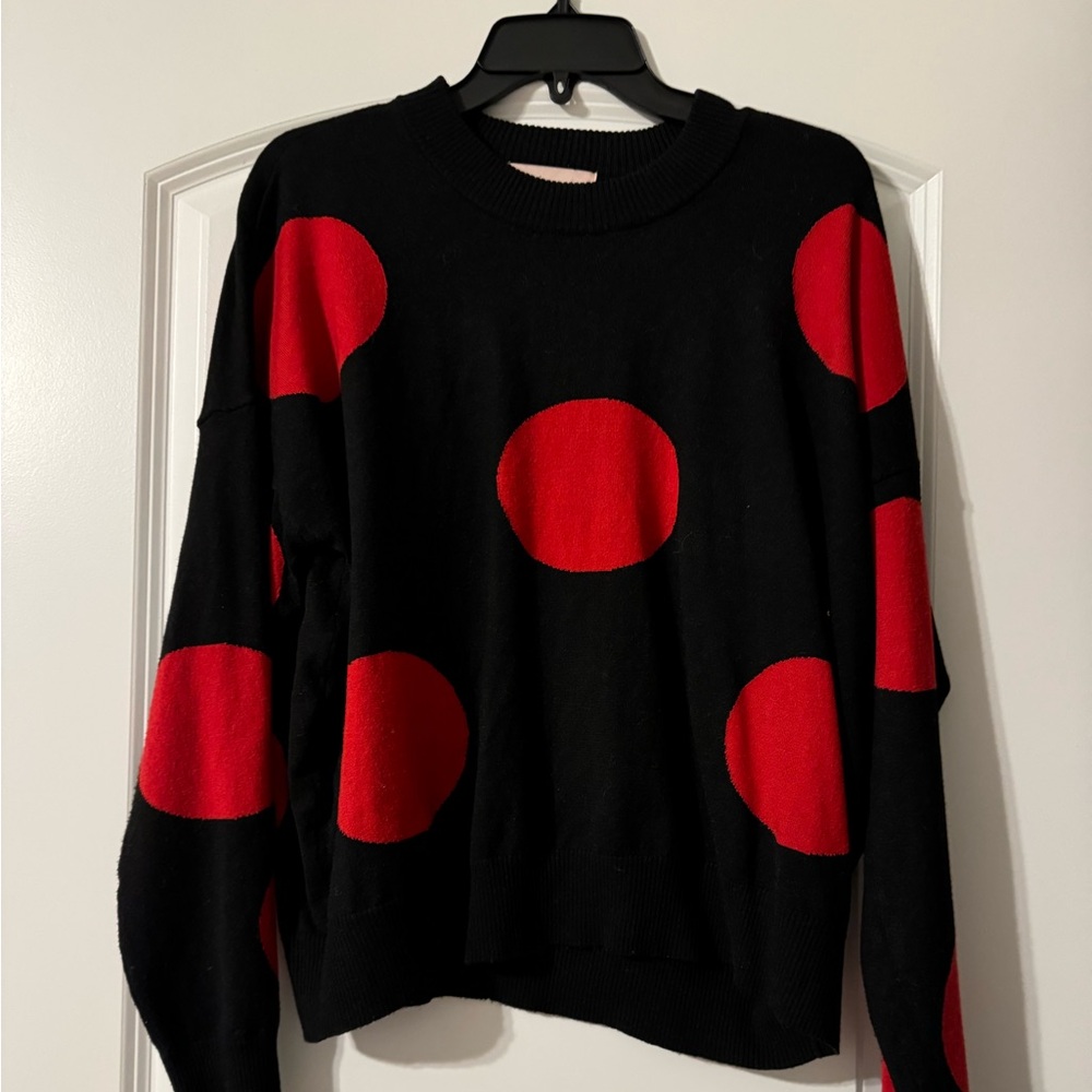 Philosophy Black Red Polka Dot Sweater Large